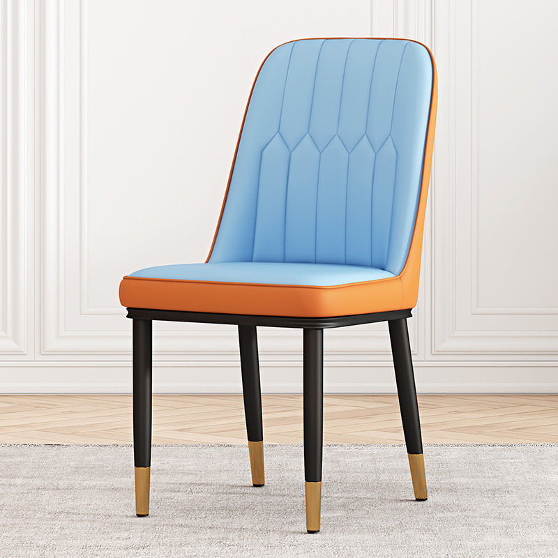 Metal Contemporary Modern Indoor-Outdoor Side Chair Parsons Chair Blue 1 Piece Brass Gold Clearhalo 'Dining Chairs' 'Dining Tables & Seating' 'dining_chair' 'furn' 'furn_dining_chair' 'Furniture' 'furniture_dining_chair' 'Kitchen & Dining Furniture' 4809707