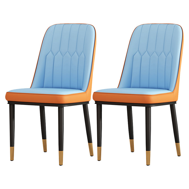 Metal Contemporary Modern Indoor-Outdoor Side Chair Parsons Chair Blue 2 Piece Set Brass Gold Clearhalo 'Dining Chairs' 'Dining Tables & Seating' 'dining_chair' 'furn' 'furn_dining_chair' 'Furniture' 'furniture_dining_chair' 'Kitchen & Dining Furniture' 4809708