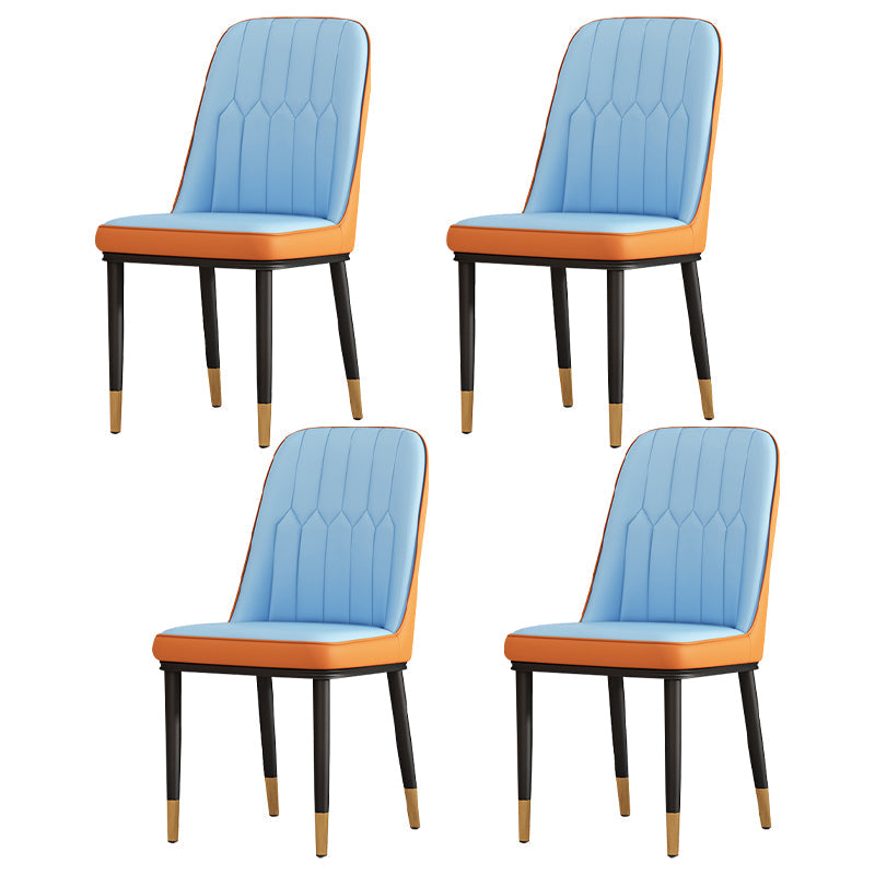 Metal Contemporary Modern Indoor-Outdoor Side Chair Parsons Chair Blue 4 Piece Set Brass Gold Clearhalo 'Dining Chairs' 'Dining Tables & Seating' 'dining_chair' 'furn' 'furn_dining_chair' 'Furniture' 'furniture_dining_chair' 'Kitchen & Dining Furniture' 4809709