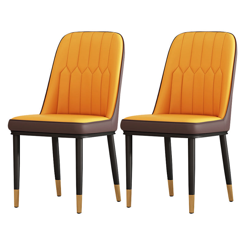 Metal Contemporary Modern Indoor-Outdoor Side Chair Parsons Chair Khaki-Orange 2 Piece Set Brass Gold Clearhalo 'Dining Chairs' 'Dining Tables & Seating' 'dining_chair' 'furn' 'furn_dining_chair' 'Furniture' 'furniture_dining_chair' 'Kitchen & Dining Furniture' 4809714