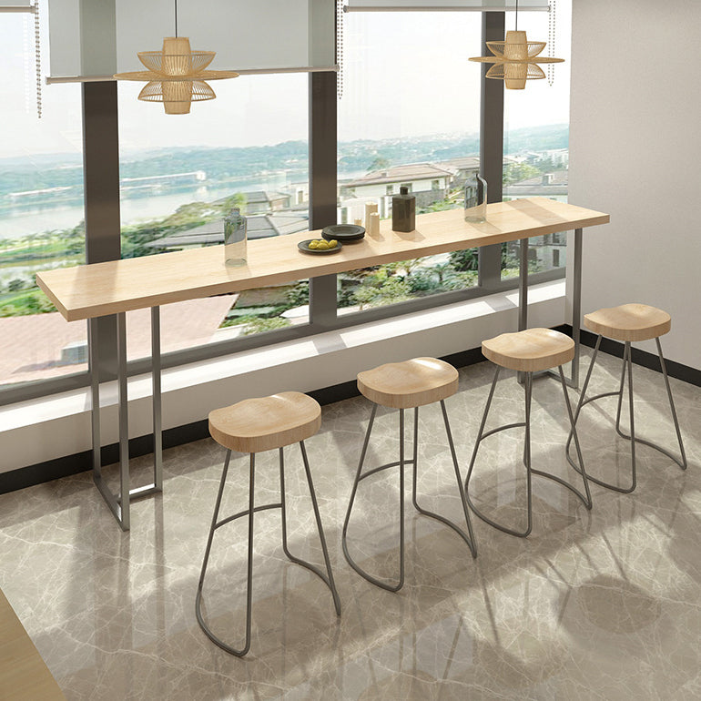 Pine Wood Bar Dining Table Contemporary Bar Table with Double Pedestal Base Black Without Chairs Clearhalo 'Bar Furniture' 'Bar Tables' 'bar_tables' 'furn' 'furn_bar_tables' 'Furniture' 'furniture_bar_tables' 'Kitchen & Dining Furniture' 4816536