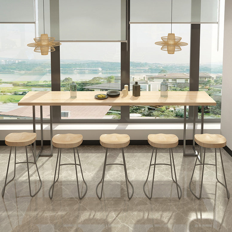 Pine Wood Bar Dining Table Contemporary Bar Table with Double Pedestal Base 94.5"L x 15.7"W x 41.3"H Black Without Chairs Clearhalo 'Bar Furniture' 'Bar Tables' 'bar_tables' 'furn' 'furn_bar_tables' 'Furniture' 'furniture_bar_tables' 'Kitchen & Dining Furniture' 4816538