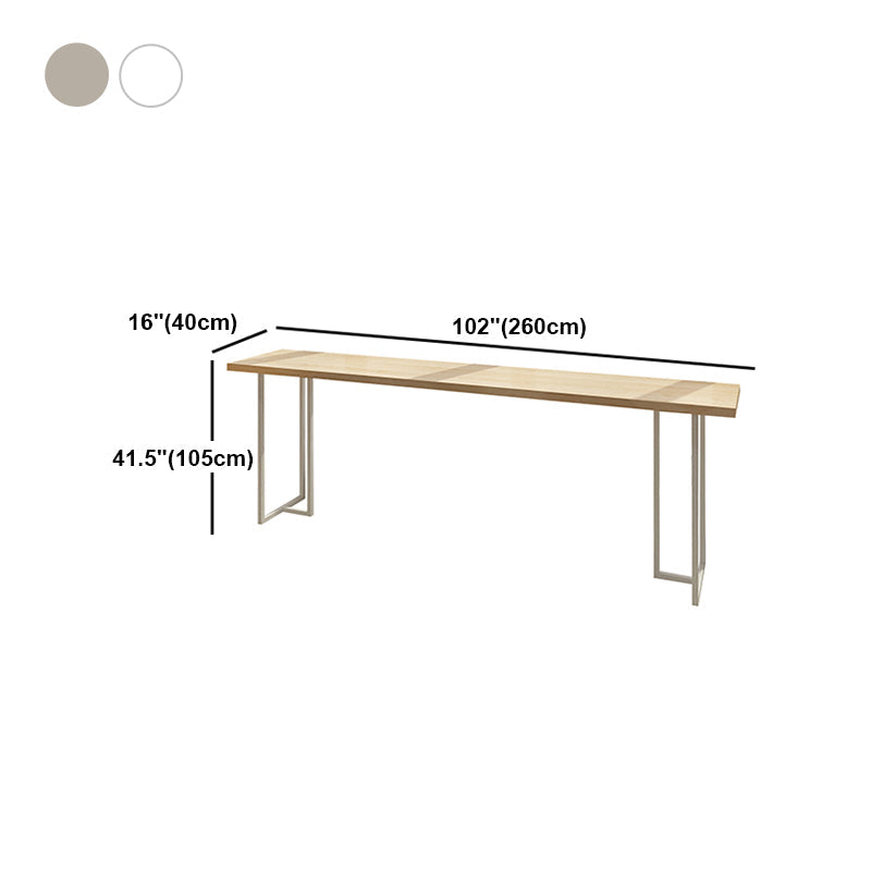 Pine Wood Bar Dining Table Contemporary Bar Table with Double Pedestal Base Clearhalo 'Bar Furniture' 'Bar Tables' 'bar_tables' 'furn' 'furn_bar_tables' 'Furniture' 'furniture_bar_tables' 'Kitchen & Dining Furniture' 4816547