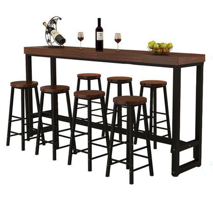 Pine Wood Bar Table Industrial Rectangle Bar Dining Table with Trestle Base Without Chairs Clearhalo 'Bar Furniture' 'Bar Tables' 'bar_tables' 'furn' 'furn_bar_tables' 'Furniture' 'furniture_bar_tables' 'Kitchen & Dining Furniture' 4816572