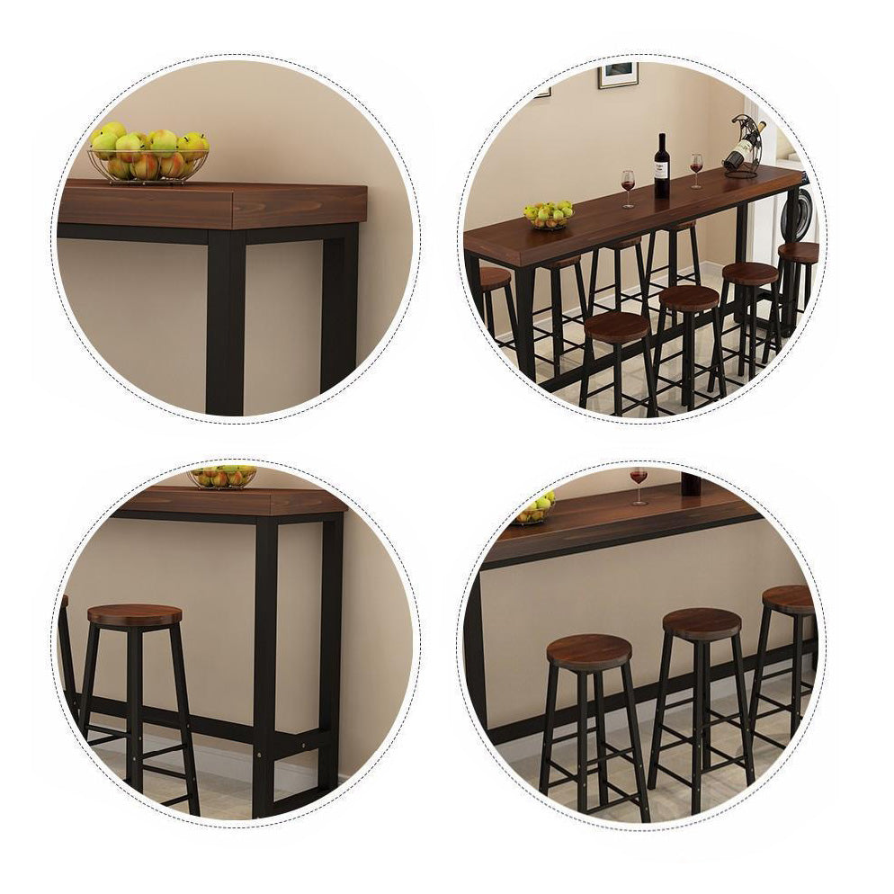 Pine Wood Bar Table Industrial Rectangle Bar Dining Table with Trestle Base Clearhalo 'Bar Furniture' 'Bar Tables' 'bar_tables' 'furn' 'furn_bar_tables' 'Furniture' 'furniture_bar_tables' 'Kitchen & Dining Furniture' 4816574