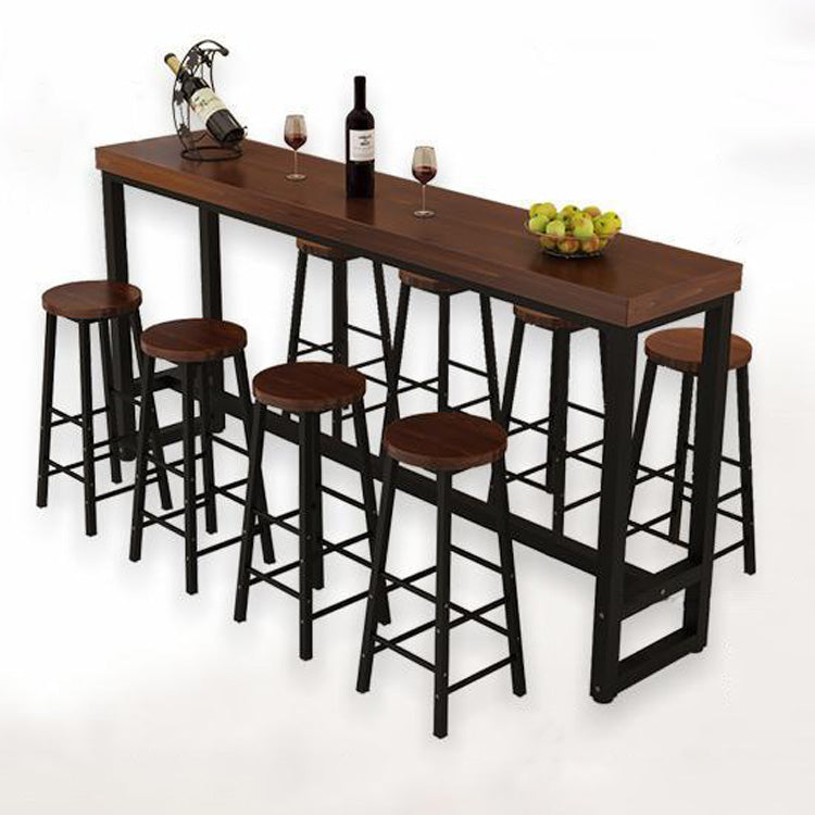 Pine Wood Bar Table Industrial Rectangle Bar Dining Table with Trestle Base Clearhalo 'Bar Furniture' 'Bar Tables' 'bar_tables' 'furn' 'furn_bar_tables' 'Furniture' 'furniture_bar_tables' 'Kitchen & Dining Furniture' 4816575