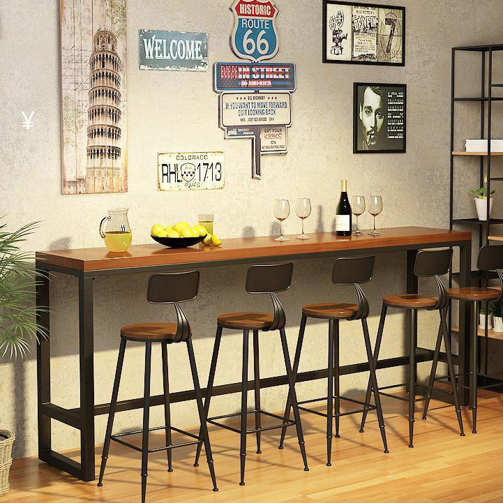 Pine Wood Bar Table Industrial Rectangle Bar Dining Table with Trestle Base Clearhalo 'Bar Furniture' 'Bar Tables' 'bar_tables' 'furn' 'furn_bar_tables' 'Furniture' 'furniture_bar_tables' 'Kitchen & Dining Furniture' 4816576