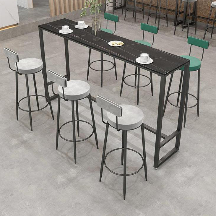 Stone Bar Dining Table Industrial Rectangle Bar Table with Black Base Clearhalo 'Bar Furniture' 'Bar Tables' 'bar_tables' 'furn' 'furn_bar_tables' 'Furniture' 'furniture_bar_tables' 'Kitchen & Dining Furniture' 4816600