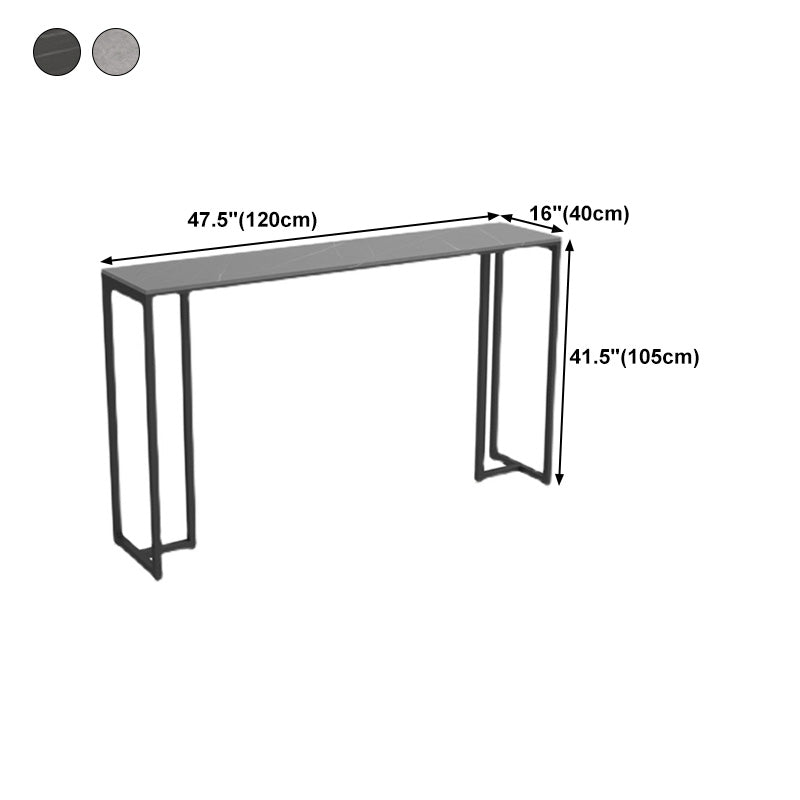 Stone Bar Dining Table Industrial Rectangle Bar Table with Black Base Clearhalo 'Bar Furniture' 'Bar Tables' 'bar_tables' 'furn' 'furn_bar_tables' 'Furniture' 'furniture_bar_tables' 'Kitchen & Dining Furniture' 4816603