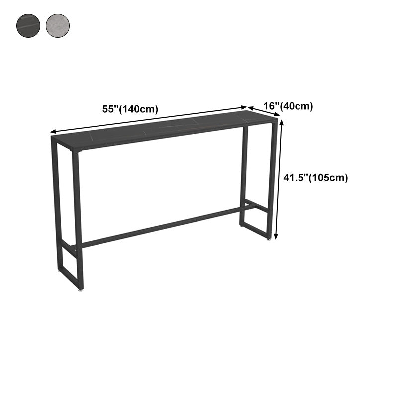 Stone Bar Dining Table Industrial Rectangle Bar Table with Black Base Clearhalo 'Bar Furniture' 'Bar Tables' 'bar_tables' 'furn' 'furn_bar_tables' 'Furniture' 'furniture_bar_tables' 'Kitchen & Dining Furniture' 4816604