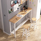 Rectangle Bar Table Contemporary Bar Table with Trestle Base 78.7"L x 15.7"W x 39.4"H Khaki-White Without Chairs Clearhalo 'Bar Furniture' 'Bar Tables' 'bar_tables' 'furn' 'furn_bar_tables' 'Furniture' 'furniture_bar_tables' 'Kitchen & Dining Furniture' 4816613