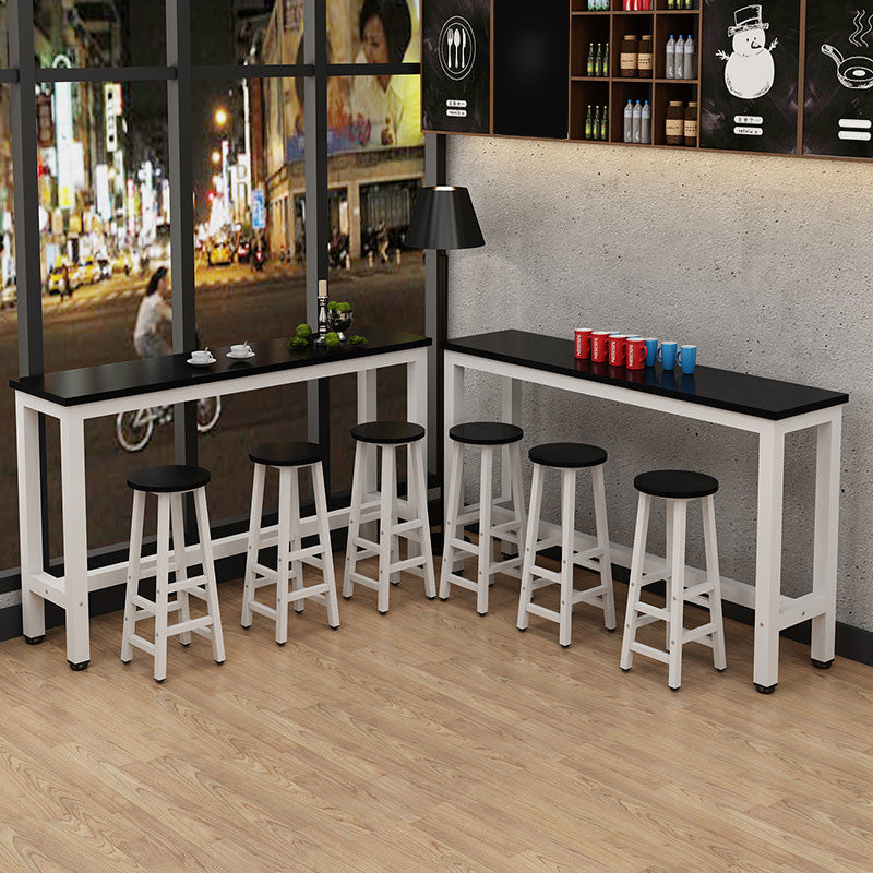 Rectangle Bar Dining Table Modern Bar Table with Trestle Base White-Black Clearhalo 'Bar Furniture' 'Bar Tables' 'bar_tables' 'Furniture' 'furniture_bar_tables' 'Kitchen & Dining Furniture' 4816634