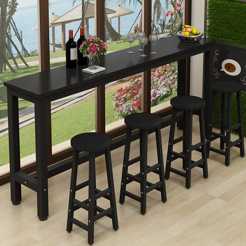 Rectangle Bar Dining Table Modern Bar Table with Trestle Base Black Clearhalo 'Bar Furniture' 'Bar Tables' 'bar_tables' 'Furniture' 'furniture_bar_tables' 'Kitchen & Dining Furniture' 4816636