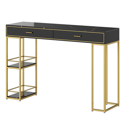 Rectangle Bar Table Traditional Luxury Bar Table with Sled Base Black Without Chairs Clearhalo 'Bar Furniture' 'Bar Tables' 'bar_tables' 'furn' 'furn_bar_tables' 'Furniture' 'furniture_bar_tables' 'Kitchen & Dining Furniture' 4816690