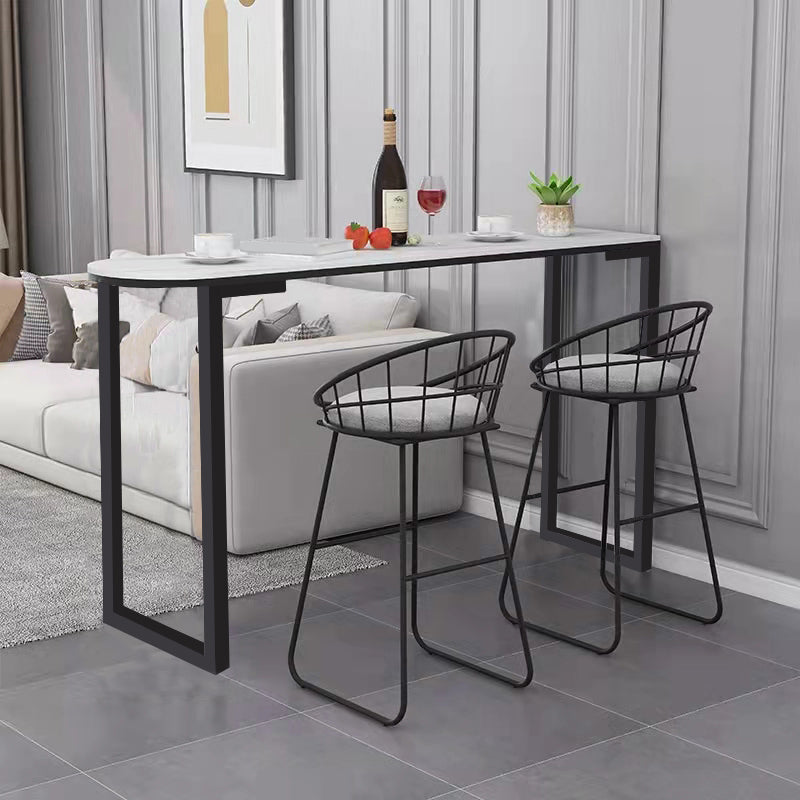 Contemporary Style Sintered Stone Table Dining Bar Counter Table for Kitchen 63"L x 15.7"W x 41.3"H Black Without Chairs Clearhalo 'Bar Furniture' 'Bar Tables' 'bar_tables' 'furn' 'furn_bar_tables' 'Furniture' 'furniture_bar_tables' 'Kitchen & Dining Furniture' 4816718