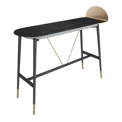 Stone Top Bar Table Traditional Luxury Bar Table with Trestle Base Black Black Clearhalo 'Bar Furniture' 'Bar Tables' 'bar_tables' 'furn' 'furn_bar_tables' 'Furniture' 'furniture_bar_tables' 'Kitchen & Dining Furniture' 4816748