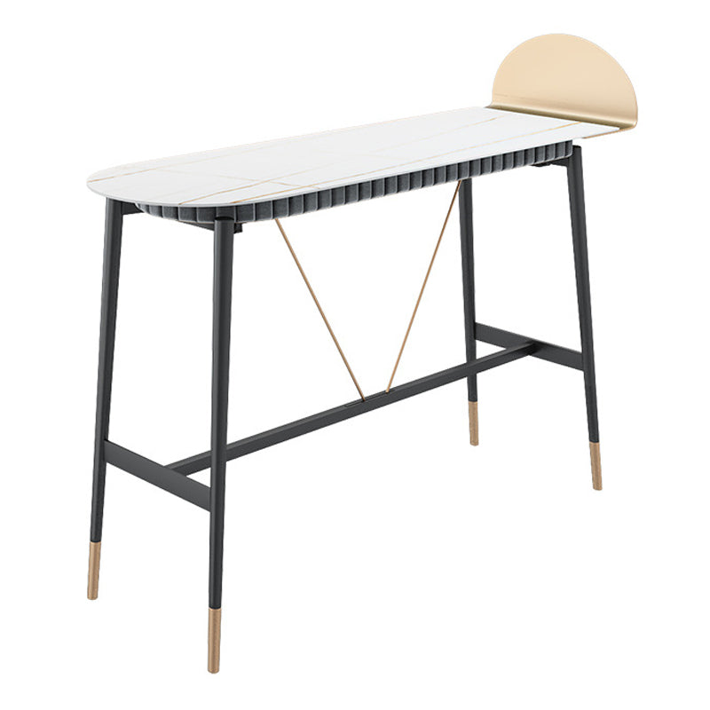 Stone Top Bar Table Traditional Luxury Bar Table with Trestle Base Black White Clearhalo 'Bar Furniture' 'Bar Tables' 'bar_tables' 'furn' 'furn_bar_tables' 'Furniture' 'furniture_bar_tables' 'Kitchen & Dining Furniture' 4816751