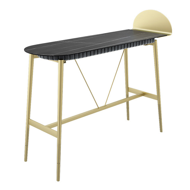 Stone Top Bar Table Traditional Luxury Bar Table with Trestle Base Gold Black Clearhalo 'Bar Furniture' 'Bar Tables' 'bar_tables' 'furn' 'furn_bar_tables' 'Furniture' 'furniture_bar_tables' 'Kitchen & Dining Furniture' 4816752