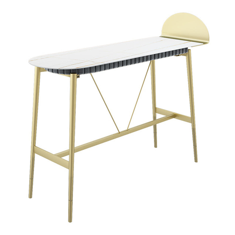 Stone Top Bar Table Traditional Luxury Bar Table with Trestle Base Gold White Clearhalo 'Bar Furniture' 'Bar Tables' 'bar_tables' 'furn' 'furn_bar_tables' 'Furniture' 'furniture_bar_tables' 'Kitchen & Dining Furniture' 4816753