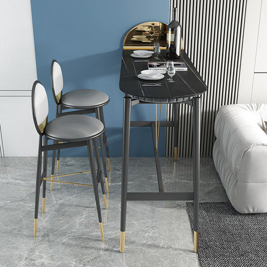 Stone Top Bar Table Traditional Luxury Bar Table with Trestle Base Clearhalo 'Bar Furniture' 'Bar Tables' 'bar_tables' 'furn' 'furn_bar_tables' 'Furniture' 'furniture_bar_tables' 'Kitchen & Dining Furniture' 4816754