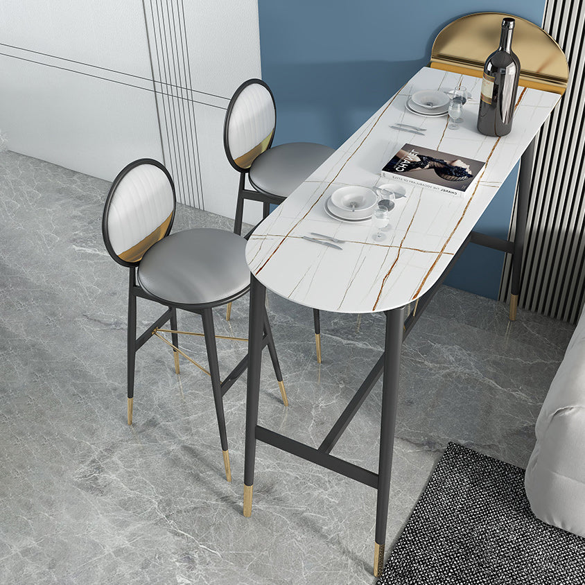 Stone Top Bar Table Traditional Luxury Bar Table with Trestle Base Clearhalo 'Bar Furniture' 'Bar Tables' 'bar_tables' 'furn' 'furn_bar_tables' 'Furniture' 'furniture_bar_tables' 'Kitchen & Dining Furniture' 4816755