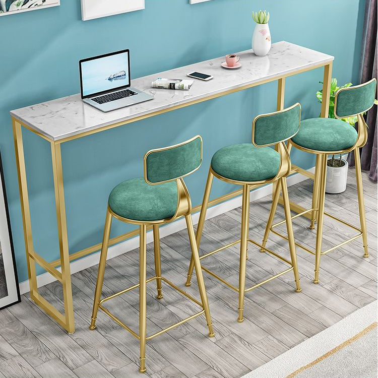 Stone Top Bar Table Traditional Luxury Rectangle Bar Table with Trestle Base 106.3"L x 15.7"W x 41.3"H Without Chairs Clearhalo 'Bar Furniture' 'Bar Tables' 'bar_tables' 'furn' 'furn_bar_tables' 'Furniture' 'furniture_bar_tables' 'Kitchen & Dining Furniture' 4816763