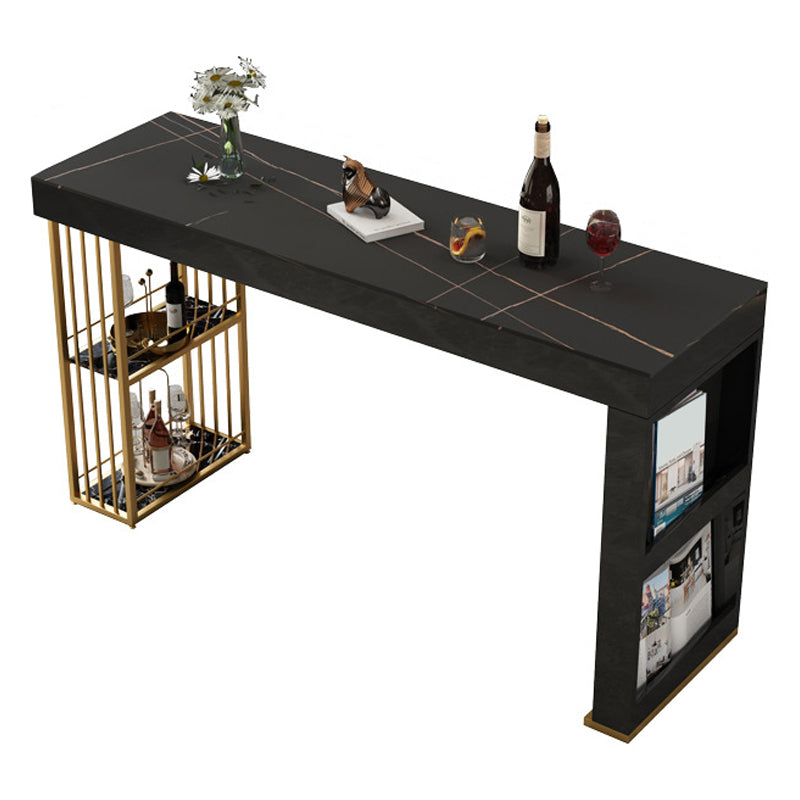 Nordic Glam Rectangle Sintered Stone Table Dining Bar Counter Table for Kitchen Black Clearhalo 'Bar Furniture' 'Bar Tables' 'bar_tables' 'Furniture' 'furniture_bar_tables' 'Kitchen & Dining Furniture' 4816790