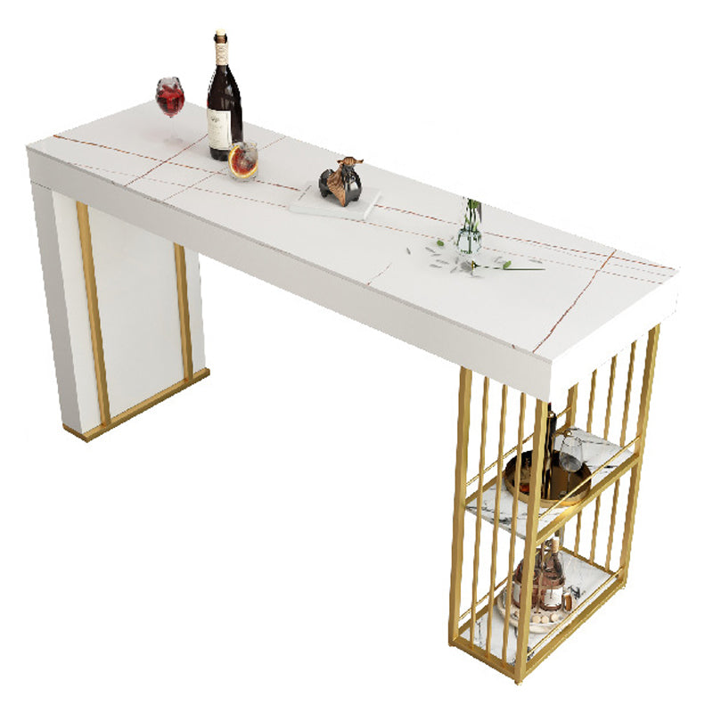 Nordic Glam Rectangle Sintered Stone Table Dining Bar Counter Table for Kitchen White Clearhalo 'Bar Furniture' 'Bar Tables' 'bar_tables' 'Furniture' 'furniture_bar_tables' 'Kitchen & Dining Furniture' 4816791