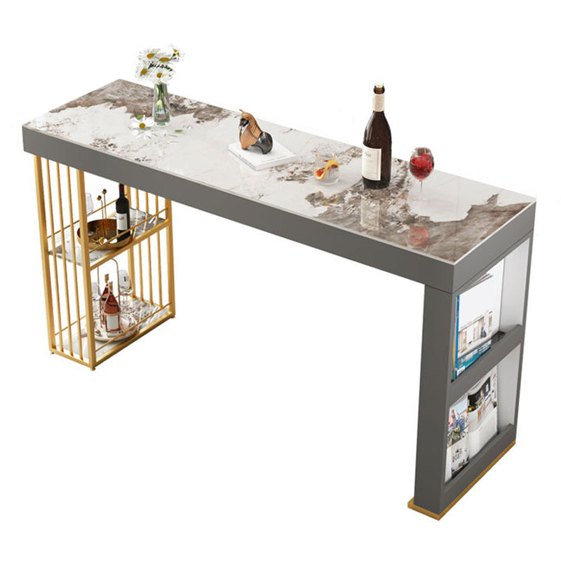 Nordic Glam Rectangle Sintered Stone Table Dining Bar Counter Table for Kitchen Pandora Gold Clearhalo 'Bar Furniture' 'Bar Tables' 'bar_tables' 'Furniture' 'furniture_bar_tables' 'Kitchen & Dining Furniture' 4816792