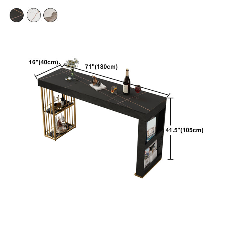 Nordic Glam Rectangle Sintered Stone Table Dining Bar Counter Table for Kitchen Clearhalo 'Bar Furniture' 'Bar Tables' 'bar_tables' 'Furniture' 'furniture_bar_tables' 'Kitchen & Dining Furniture' 4816800