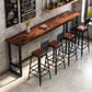 Rectangle Wood Bar Table Contemporary Bar Dining Table with Trestle Base 110.2"L x 15.7"W x 41.3"H Without Chairs Clearhalo 'Bar Furniture' 'Bar Tables' 'bar_tables' 'furn' 'furn_bar_tables' 'Furniture' 'furniture_bar_tables' 'Kitchen & Dining Furniture' 4816803
