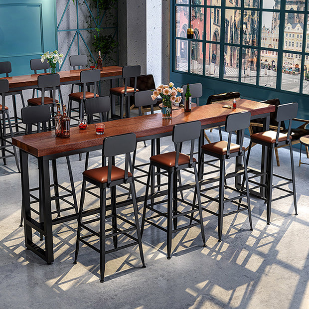 Rectangle Wood Bar Table Contemporary Bar Dining Table with Trestle Base 94.5"L x 15.7"W x 41.3"H Without Chairs Clearhalo 'Bar Furniture' 'Bar Tables' 'bar_tables' 'furn' 'furn_bar_tables' 'Furniture' 'furniture_bar_tables' 'Kitchen & Dining Furniture' 4816804