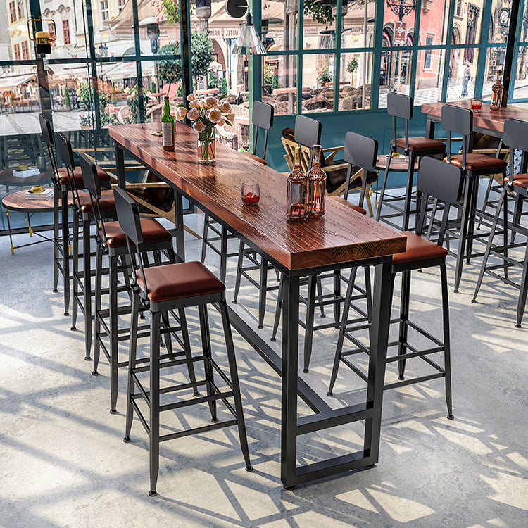 Rectangle Wood Bar Table Contemporary Bar Dining Table with Trestle Base Clearhalo 'Bar Furniture' 'Bar Tables' 'bar_tables' 'furn' 'furn_bar_tables' 'Furniture' 'furniture_bar_tables' 'Kitchen & Dining Furniture' 4816810