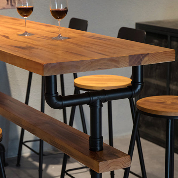 Rectangle Bar Dining Table Wood Contemporary Bar Table with Trestle Base Clearhalo 'Bar Furniture' 'Bar Tables' 'bar_tables' 'furn' 'furn_bar_tables' 'Furniture' 'furniture_bar_tables' 'Kitchen & Dining Furniture' 4816853