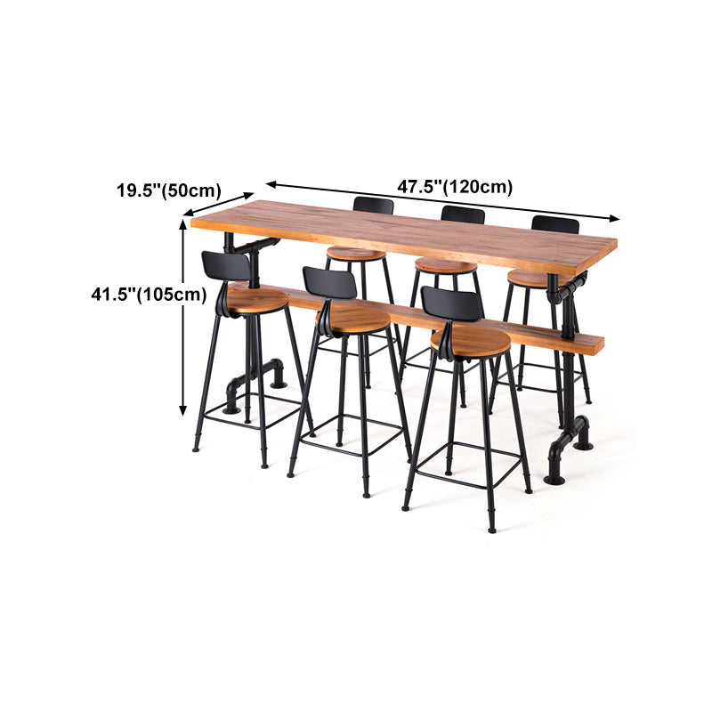 Rectangle Bar Dining Table Wood Contemporary Bar Table with Trestle Base Clearhalo 'Bar Furniture' 'Bar Tables' 'bar_tables' 'furn' 'furn_bar_tables' 'Furniture' 'furniture_bar_tables' 'Kitchen & Dining Furniture' 4816858