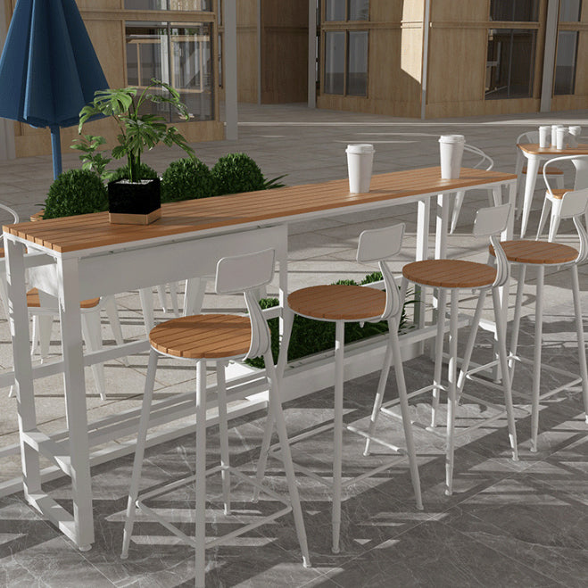 Modern Rectangle Table Dining Bar Counter Table for Kitchen with Metal Legs 86.6"L x 15.7"W x 41.3"H Without Chairs Clearhalo 'Bar Furniture' 'Bar Tables' 'bar_tables' 'furn' 'furn_bar_tables' 'Furniture' 'furniture_bar_tables' 'Kitchen & Dining Furniture' 4816869