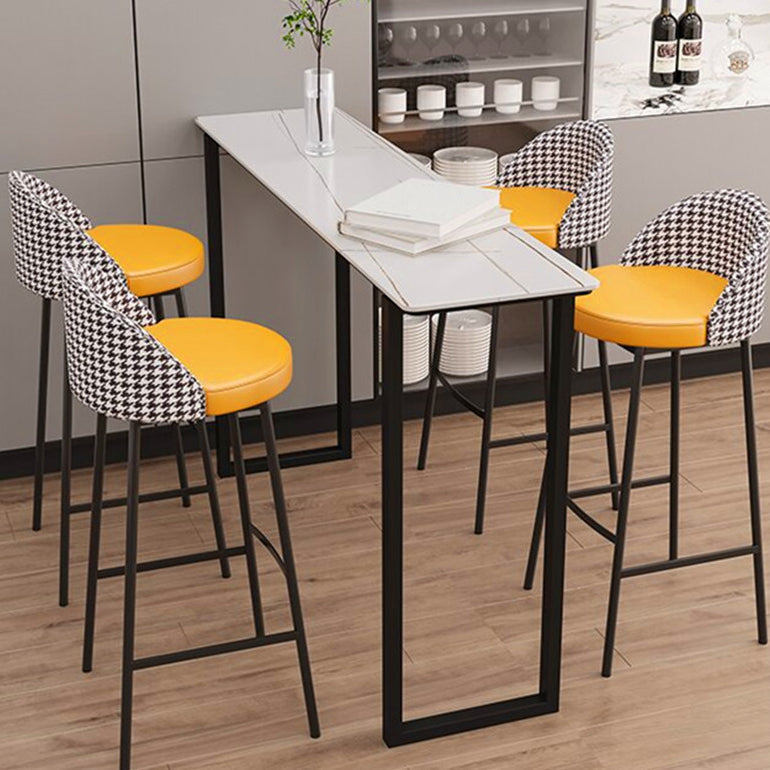 Modern Rectangle Sintered Stone Table Dining Bar Counter Table for Kitchen 70.9"L x 15.7"W x 41.3"H Black Without Chairs Clearhalo 'Bar Furniture' 'Bar Tables' 'bar_tables' 'furn' 'furn_bar_tables' 'Furniture' 'furniture_bar_tables' 'Kitchen & Dining Furniture' 4816891
