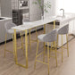 Modern Rectangle Sintered Stone Table Dining Bar Counter Table for Kitchen 78.7"L x 15.7"W x 41.3"H Gold Without Chairs Clearhalo 'Bar Furniture' 'Bar Tables' 'bar_tables' 'furn' 'furn_bar_tables' 'Furniture' 'furniture_bar_tables' 'Kitchen & Dining Furniture' 4816892