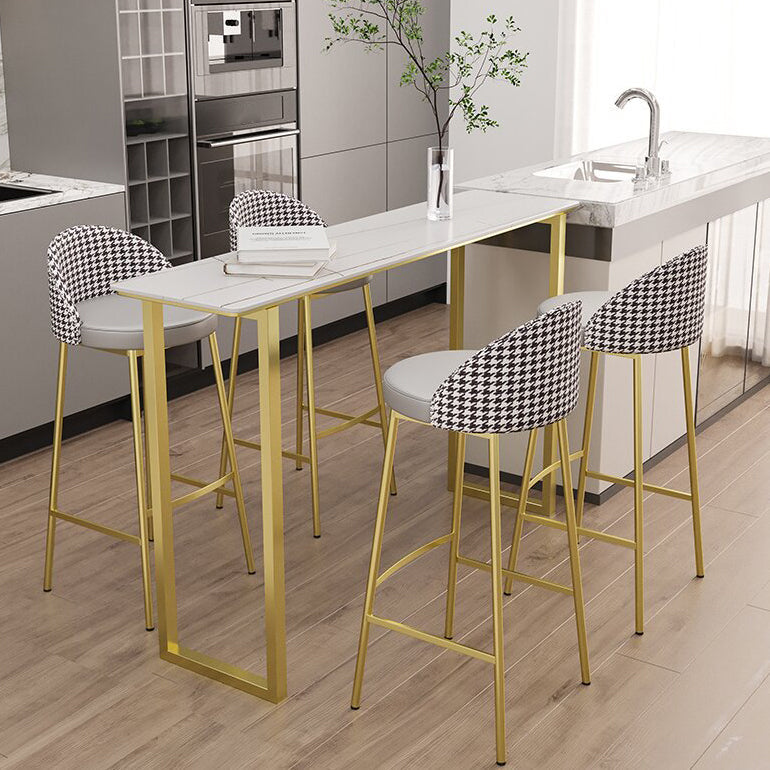 Modern Rectangle Sintered Stone Table Dining Bar Counter Table for Kitchen 78.7"L x 15.7"W x 41.3"H Gold Without Chairs Clearhalo 'Bar Furniture' 'Bar Tables' 'bar_tables' 'furn' 'furn_bar_tables' 'Furniture' 'furniture_bar_tables' 'Kitchen & Dining Furniture' 4816892