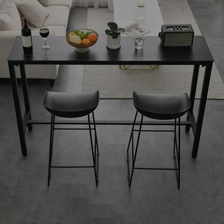 Industrial Rectangle Sintered Stone Table Dining Bar Counter Table for Kitchen 70.9"L x 15.7"W x 41.3"H Black Without Chairs Clearhalo 'Bar Furniture' 'Bar Tables' 'bar_tables' 'furn' 'furn_bar_tables' 'Furniture' 'furniture_bar_tables' 'Kitchen & Dining Furniture' 4816908