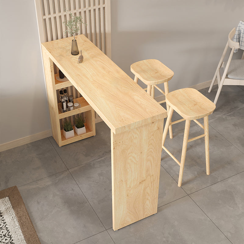 Contemporary Pine Wood Bar Table Original Wood Top 42-inch Height Pub Table 70.9"L x 15.7"W x 41.3"H Without Chairs Clearhalo 'Bar Furniture' 'Bar Tables' 'bar_tables' 'furn' 'furn_bar_tables' 'Furniture' 'furniture_bar_tables' 'Kitchen & Dining Furniture' 4816945