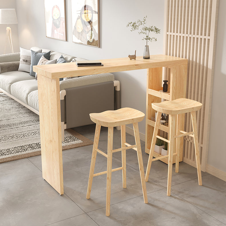 Contemporary Pine Wood Bar Table Original Wood Top 42-inch Height Pub Table 63"L x 15.7"W x 41.3"H Without Chairs Clearhalo 'Bar Furniture' 'Bar Tables' 'bar_tables' 'furn' 'furn_bar_tables' 'Furniture' 'furniture_bar_tables' 'Kitchen & Dining Furniture' 4816946