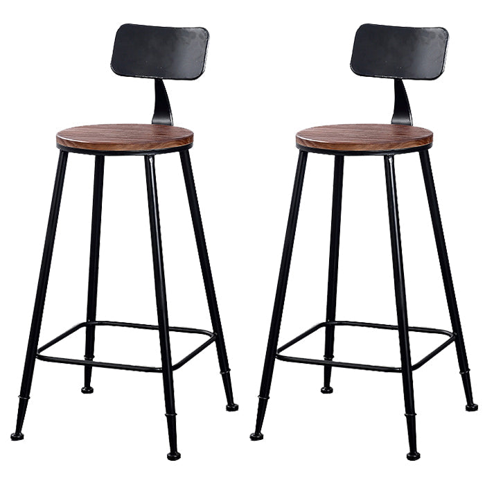 29.53" Industrial Bar and Counter Stool Low Back Stool with 4 Legs Wood 2 Piece Set Round Clearhalo 'Bar Furniture' 'Bar Stools' 'bar_stools' 'furn' 'furn_bar_stools' 'Furniture' 'furniture_bar_stools' 'Kitchen & Dining Furniture' 4816973