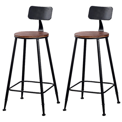 29.53" Industrial Bar and Counter Stool Low Back Stool with 4 Legs Wood 2 Piece Set Round Clearhalo 'Bar Furniture' 'Bar Stools' 'bar_stools' 'furn' 'furn_bar_stools' 'Furniture' 'furniture_bar_stools' 'Kitchen & Dining Furniture' 4816973