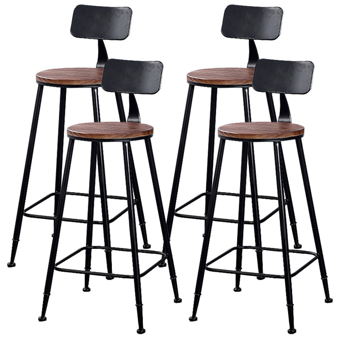 29.53" Industrial Bar and Counter Stool Low Back Stool with 4 Legs Wood 4 Piece Set Round Clearhalo 'Bar Furniture' 'Bar Stools' 'bar_stools' 'furn' 'furn_bar_stools' 'Furniture' 'furniture_bar_stools' 'Kitchen & Dining Furniture' 4816975