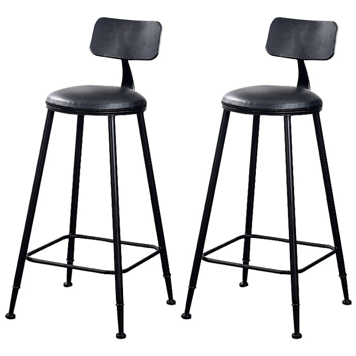 29.53" Industrial Bar and Counter Stool Low Back Stool with 4 Legs Leather 2 Piece Set Round Clearhalo 'Bar Furniture' 'Bar Stools' 'bar_stools' 'furn' 'furn_bar_stools' 'Furniture' 'furniture_bar_stools' 'Kitchen & Dining Furniture' 4816978