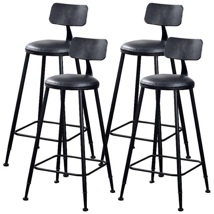 29.53" Industrial Bar and Counter Stool Low Back Stool with 4 Legs Leather 4 Piece Set Round Clearhalo 'Bar Furniture' 'Bar Stools' 'bar_stools' 'furn' 'furn_bar_stools' 'Furniture' 'furniture_bar_stools' 'Kitchen & Dining Furniture' 4816980