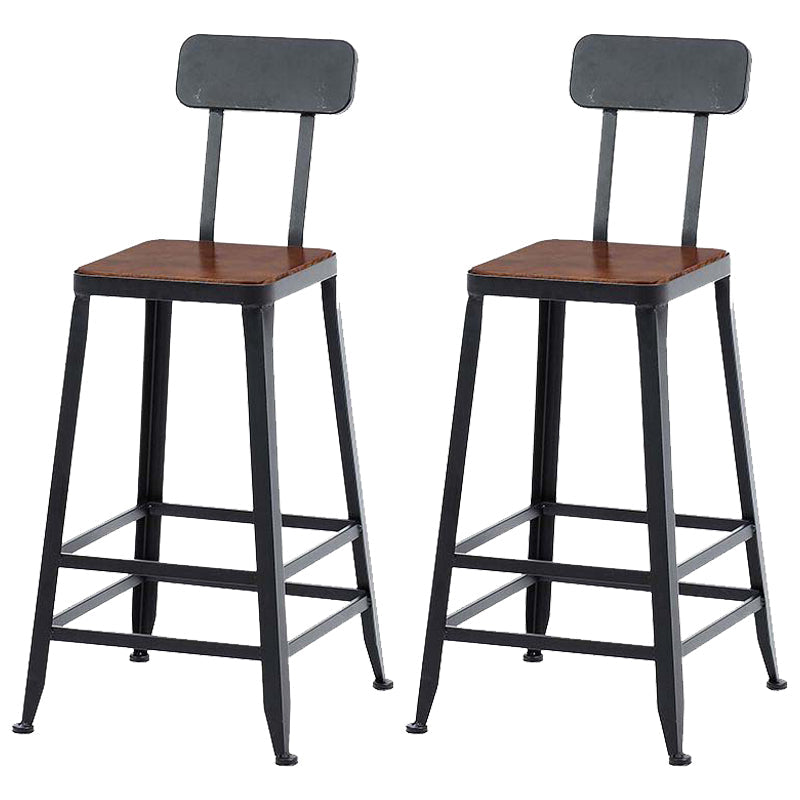 29.53" Industrial Bar and Counter Stool Low Back Stool with 4 Legs Wood 2 Piece Set Square Clearhalo 'Bar Furniture' 'Bar Stools' 'bar_stools' 'furn' 'furn_bar_stools' 'Furniture' 'furniture_bar_stools' 'Kitchen & Dining Furniture' 4816983