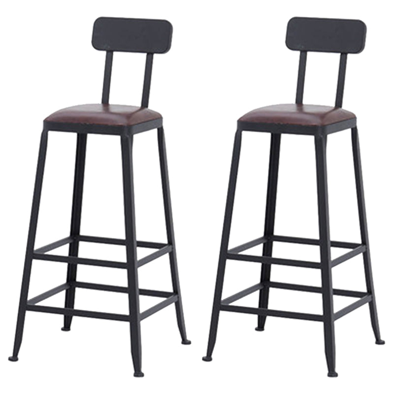 29.53" Industrial Bar and Counter Stool Low Back Stool with 4 Legs Leather 2 Piece Set Square Clearhalo 'Bar Furniture' 'Bar Stools' 'bar_stools' 'furn' 'furn_bar_stools' 'Furniture' 'furniture_bar_stools' 'Kitchen & Dining Furniture' 4816988