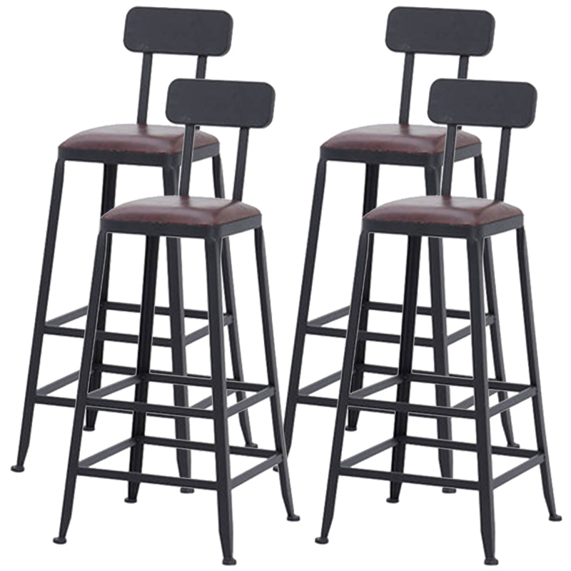 29.53" Industrial Bar and Counter Stool Low Back Stool with 4 Legs Leather 4 Piece Set Square Clearhalo 'Bar Furniture' 'Bar Stools' 'bar_stools' 'furn' 'furn_bar_stools' 'Furniture' 'furniture_bar_stools' 'Kitchen & Dining Furniture' 4816990